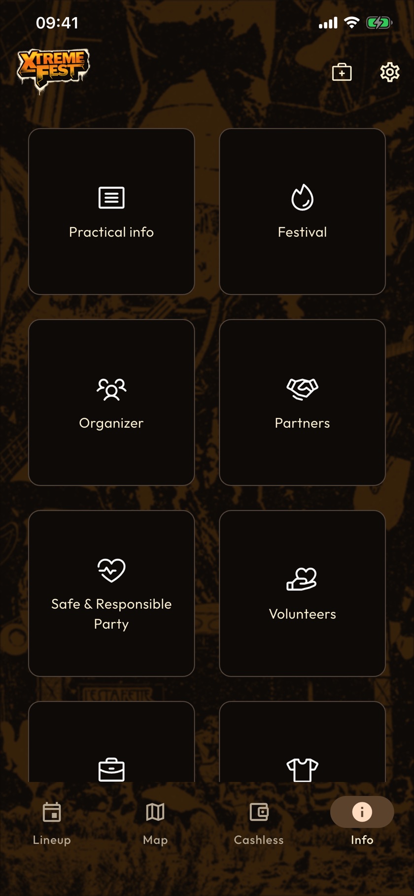 App screenshot: practical information