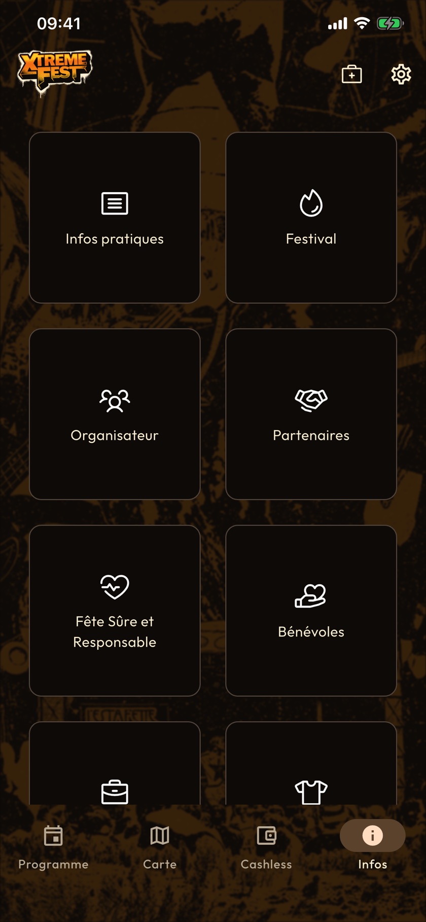 Capture d'écran de l'app : les infos pratiques
